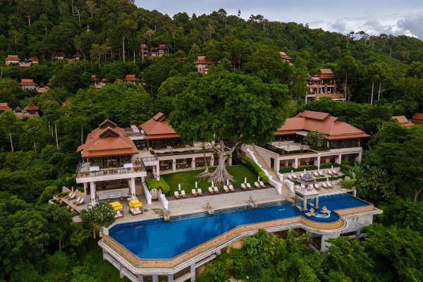 Koh Lanta Thailand June 2022, luxury beach chairs by the swimming pool of a luxury hotel in Thailand.